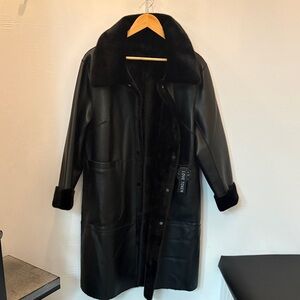Love Token Black Faux Leather Reversible Shearling Coat